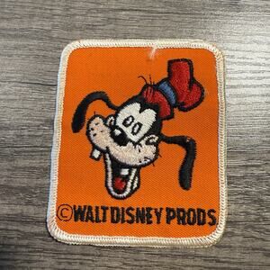 1970s Vintage Disneyland Patch Goofy Sew-on Walt Disney Productions Orange
